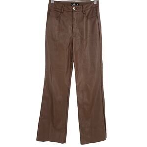 Tiger Mist Faux Leather Pants Brown Wide Leg‎ Medium